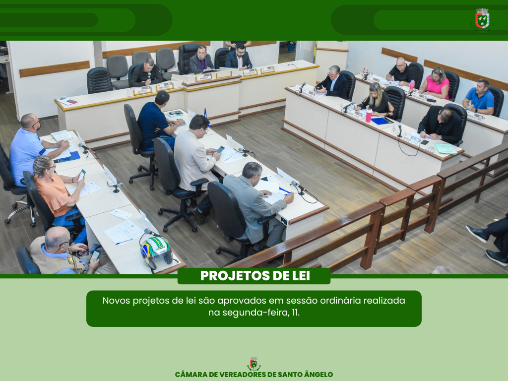 Confira os projetos de Lei deliberados na última Sessão Ordinária