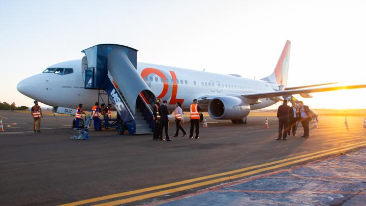 Pela primeira vez na regi&atilde;o Boeing 737-800 da empresa Gol da in&iacute;cio aos Voos com conex&atilde;o s&atilde;o Paulo, Santo &Acirc;ngelo 